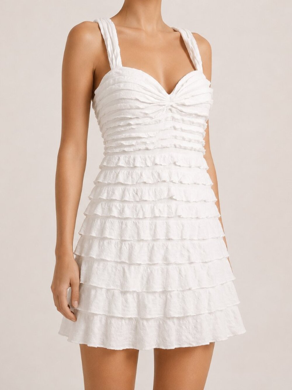 Y2K Max Studio White Tiered Ruffle Dress Size 2